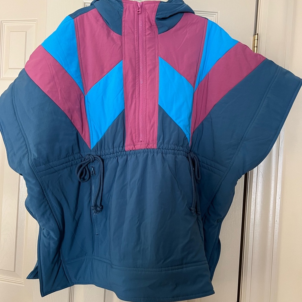 Anthropologie hooded poncho jacket, size M, multi-colored